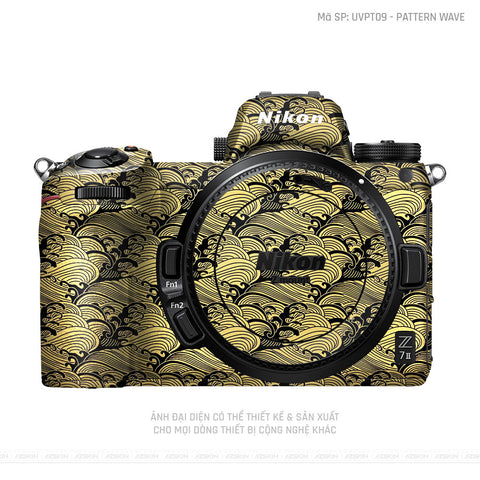 Dán Skin Máy Ảnh Nikon Vân Nổi Pattern Wave Vàng Đồng | UVPT09