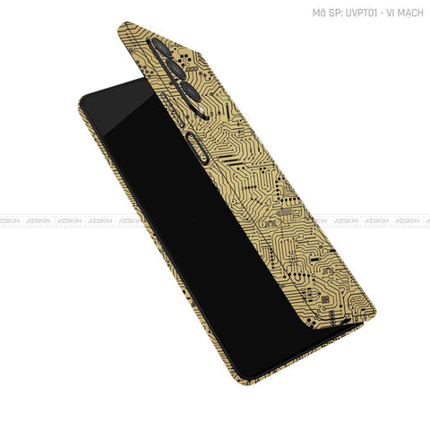 Dán Skin Galaxy Z Fold5 Vân Nổi Vi Mạch Vàng Đồng | UVPT01