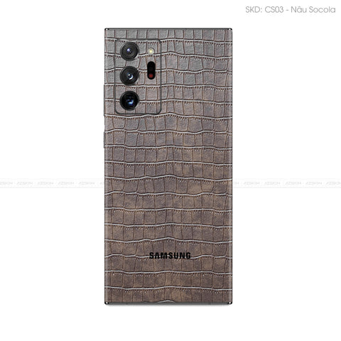 Miếng Dán Da Samsung Note 20 Series Vân Cá Sấu Nâu | CS03