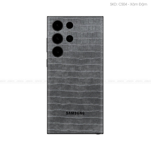 Miếng Dán Da Samsung Galaxy S24 Series Vân Cá Sấu Xám | CS04