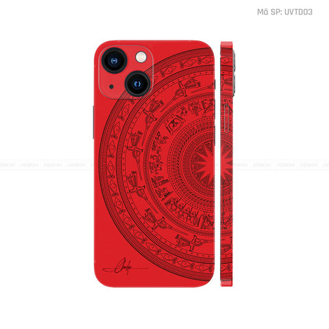 Dán Skin IPhone 14 Series Vân Trống Đồng Đỏ | UVTD03