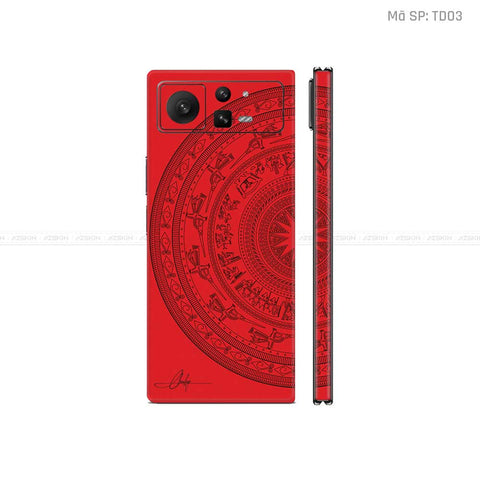 Dán Skin Điện Thoại Xiaomi Mix Fold Series Vân Nổi Trống Đồng Đỏ | TD03