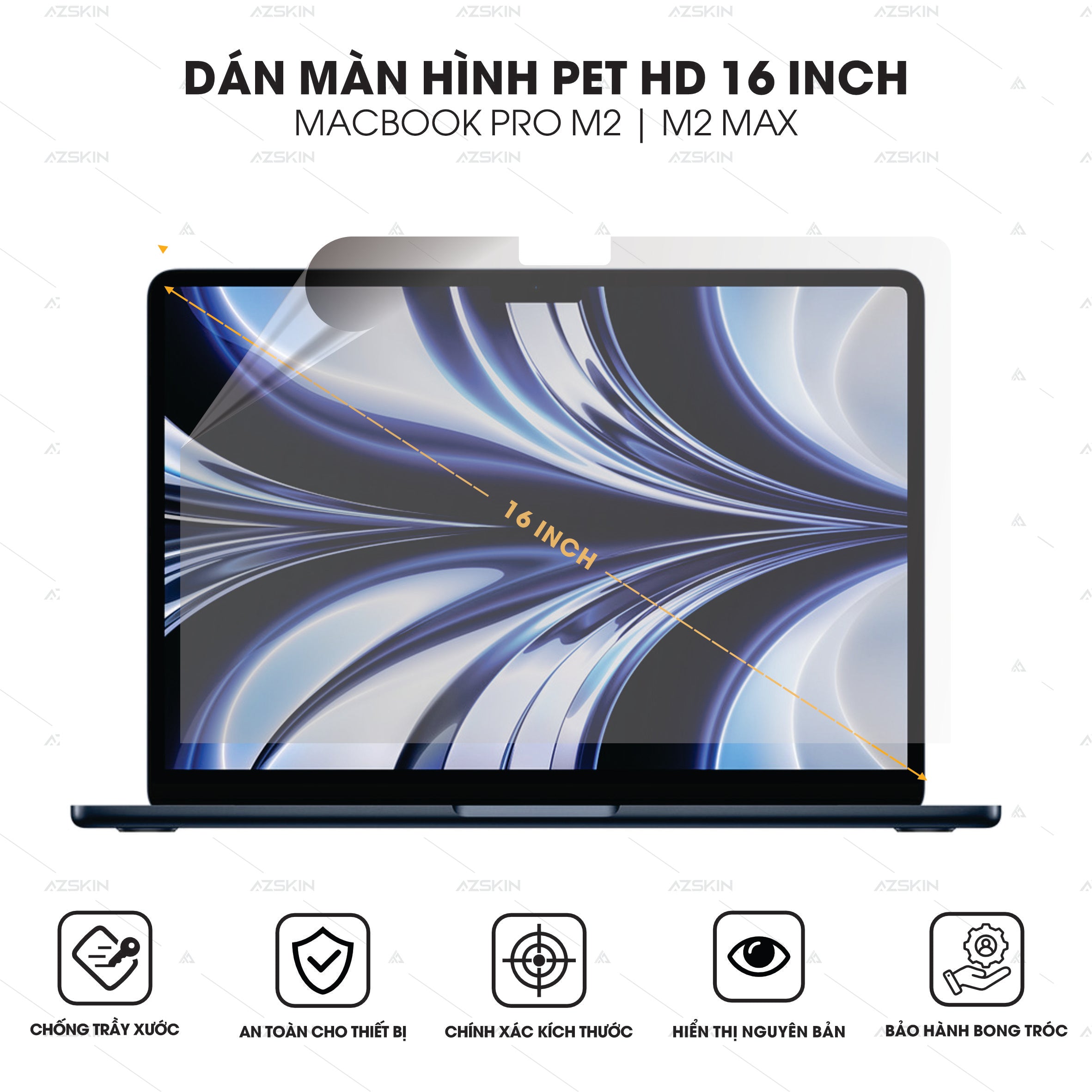 Dán màn hình PET HD cho Macbook Pro M2 / M2 Max 16 inch