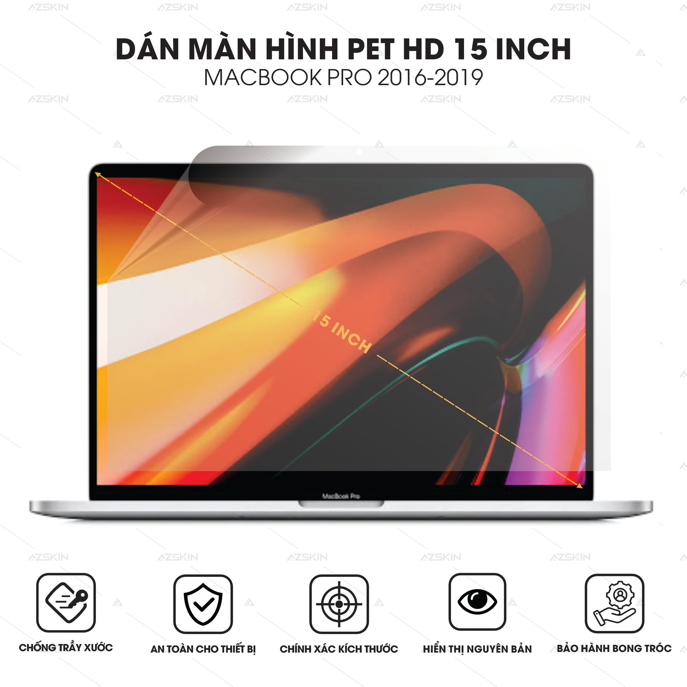 Miếng dán màn hình Macbook Pro 15 inch chất liệu pet HD
