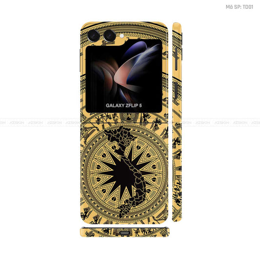 Dán Skin Galaxy Z Flip 7 Vân Nổi Trống Đồng | TD01