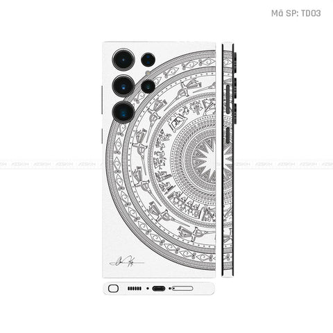 Dán Skin Samsung Galaxy S24 Series Vân Nổi Trống Đồng Trắng | TD03