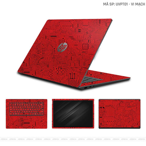 Dán Skin Laptop HP Vân Nổi Vi Mạch Đỏ | UVPT01