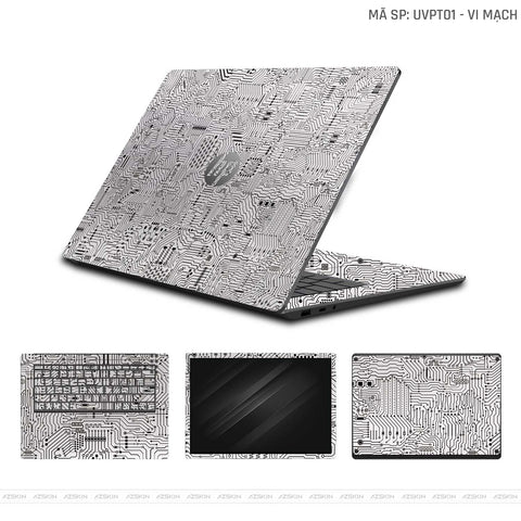 Dán Skin Laptop HP Vân Nổi Vi Mạch Trắng | UVPT01