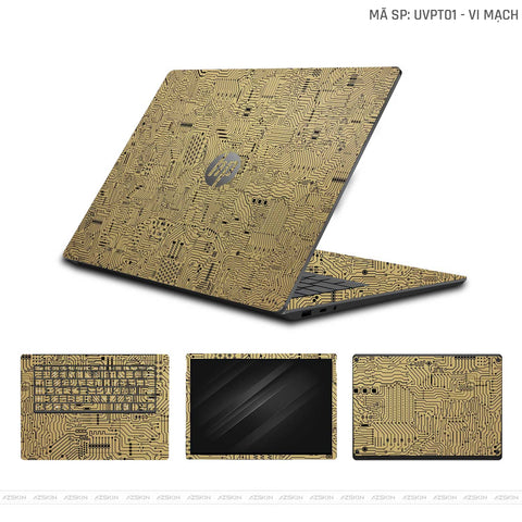 Dán Skin Laptop HP Vân Nổi Vi Mạch Vàng | UVPT01