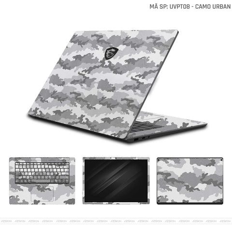 Dán Skin Laptop MSI Vân Nổi Camo Urban Trắng  | UVPT08
