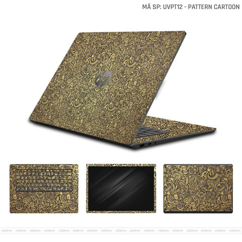 Dán Skin Laptop HP Vân Pattern Cartoon Vàng | UVPT12