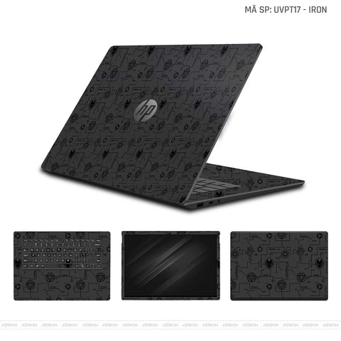 Dán Skin Laptop HP Vân IRonman Đen | UVPT17