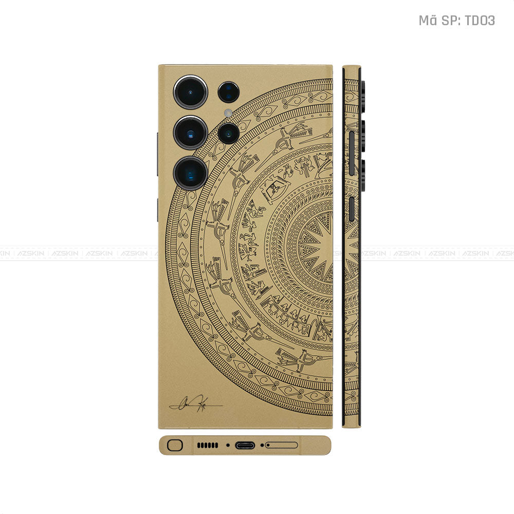 Dán Skin Samsung Galaxy S24 Series Vân Nổi Trống Đồng Vàng | TD03
