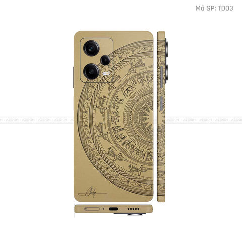 Dán Skin Xiaomi Redmi Note 12 Series Vân Nổi Trống Đồng Vàng | TD03