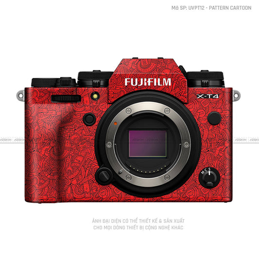 Dán Skin Máy Ảnh Fujifilm Vân Nổi Pattern Cartoon Đỏ | UVPT12