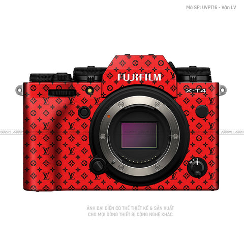 Dán Skin Máy Ảnh Fujifilm Vân Nổi Pattern LV Đỏ Đen | UVPT16