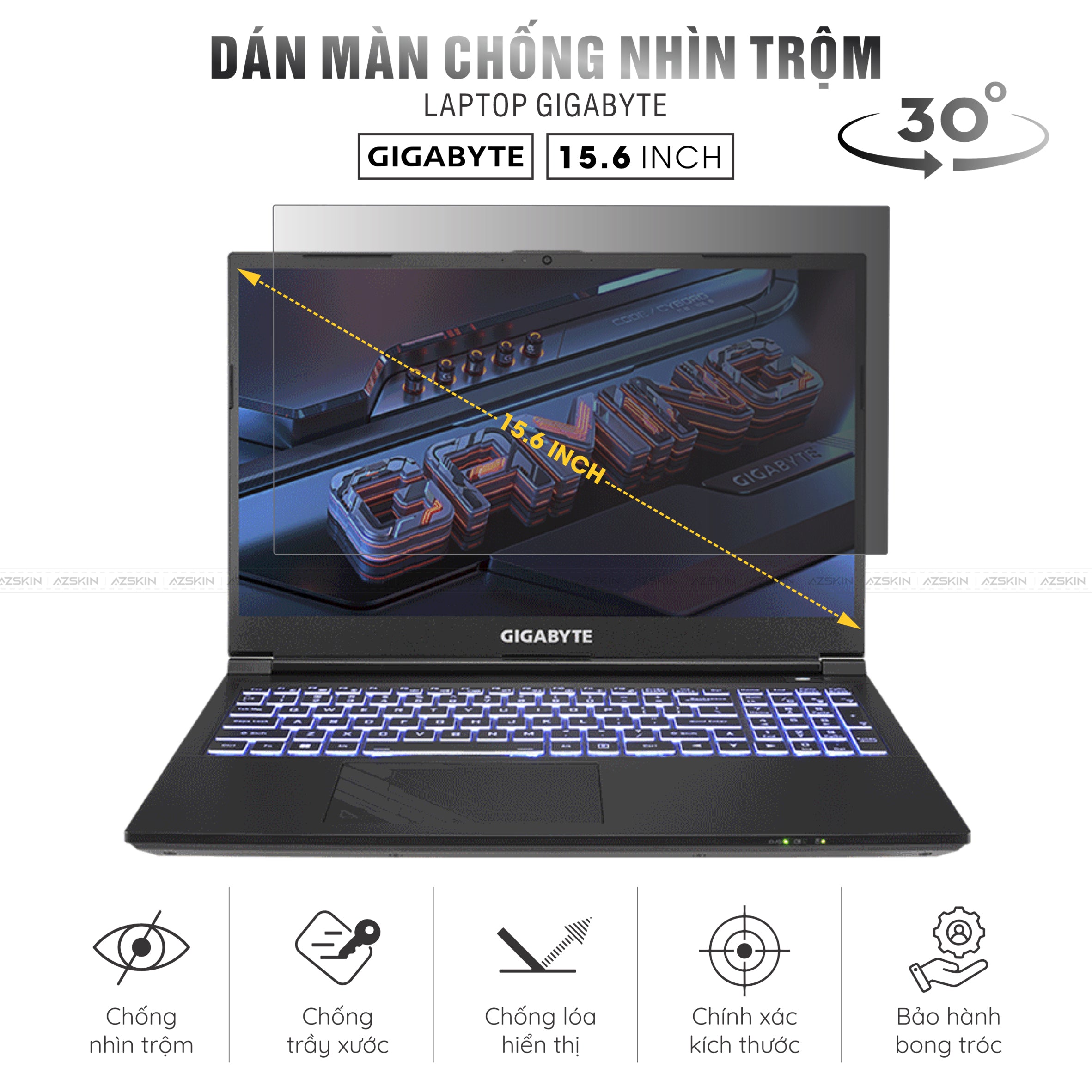 Miếng Dán Chống Nhìn Trộm Laptop Gigabyte 15.6 inch