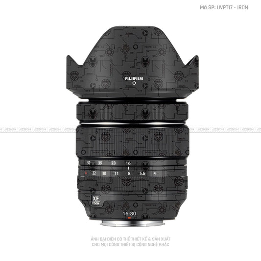 Dán Skin Ống Kính Fujifilm Vân Nổi Ironman Đen | UVPT17