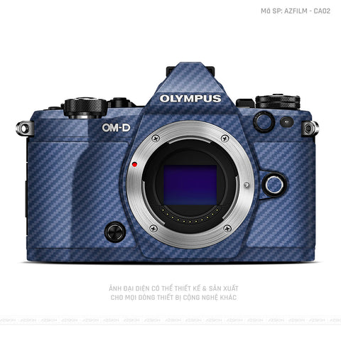 Dán Skin Máy Ảnh Olympus Vân Nổi Carbon Xanh | AZFILM - CA02