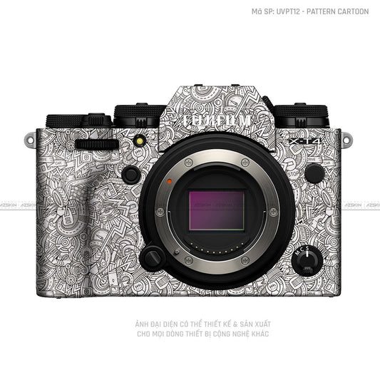 Dán Skin Máy Ảnh Fujifilm Vân Nổi Pattern Cartoon Trắng | UVPT12