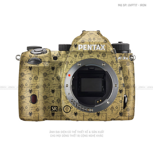 Dán Skin Máy Ảnh Pentax Vân Nổi Pattern Ironman Vàng Đồng | UVPT17