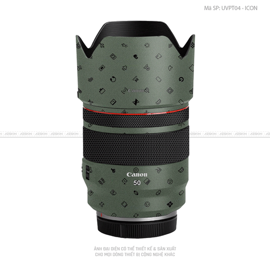 Dán Skin Ống Kính Canon Vân Nổi Pattern ICon Xanh | UVPT04