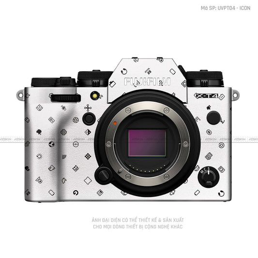 Dán Skin Máy Ảnh Fujifilm Vân Nổi Pattern Icon Trắng | UVPT04