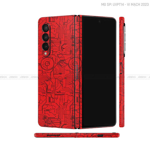 Dán Skin Galaxy Z Fold 6 Vân Nổi Vi Mạch 2023 Đỏ | UVPT14