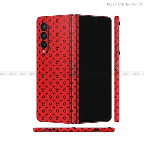 Dán Skin Galaxy Z Fold3 Vân LV Đỏ Đen | UVPT16
