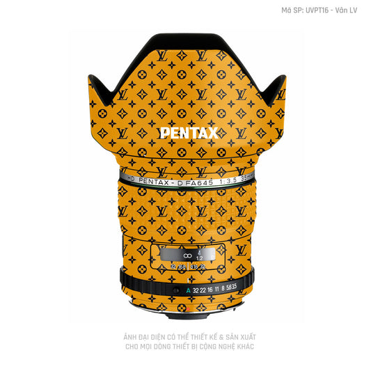 Dán Skin Ống Kính Pentax Vân Nổi Pattern LV Đen Vàng | UVPT16