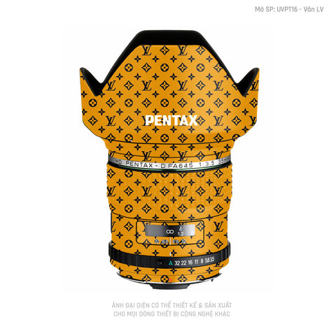 Dán Skin Ống Kính Pentax Vân Nổi Pattern LV Đen Vàng | UVPT16