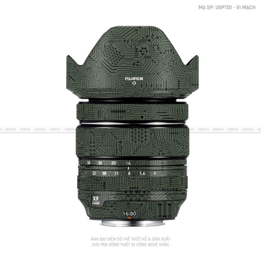 Dán Skin Ống Kính Fujifilm Vân Nổi Vi Mạch Xanh | UVPT01