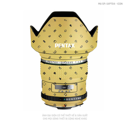 Dán Skin Ống Kính Pentax Vân Nổi Pattern ICon Vàng | UVPT04