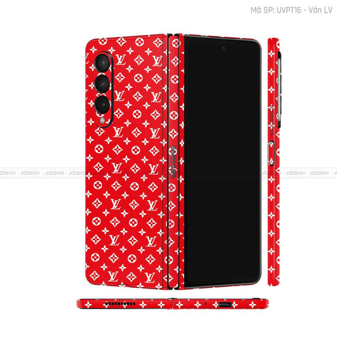 Dán Skin Galaxy Z Fold3 Vân LV Đỏ Trắng | UVPT16