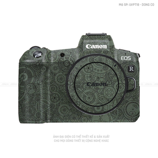Dán Skin Máy Ảnh Canon Vân Nổi Pattern Động Cơ Vàng Xanh | UVPT18
