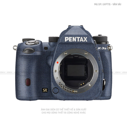Dán Skin Máy Ảnh Pentax Vân Vải Xanh Bò | UVPT15