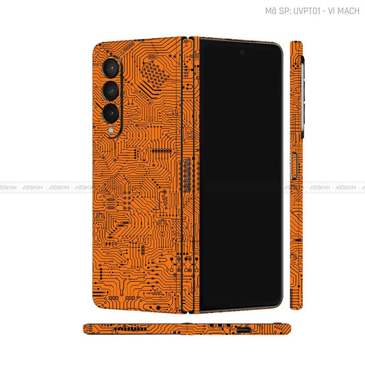 Dán Skin Galaxy Z Fold3 Vân Vi Mạch Cam | UVPT01