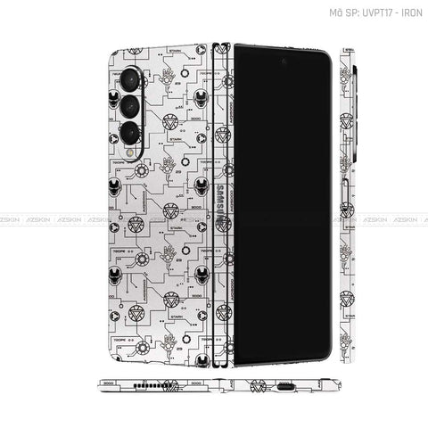 Dán Skin Galaxy Z Fold3 Vân IRON MAN Trắng | UVPT17