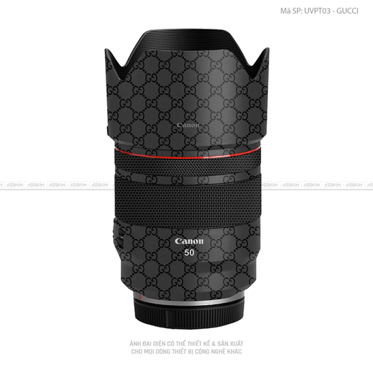 Dán Skin Ống Kính Canon Vân Nổi Pattern Gucci Đen | UVPT03