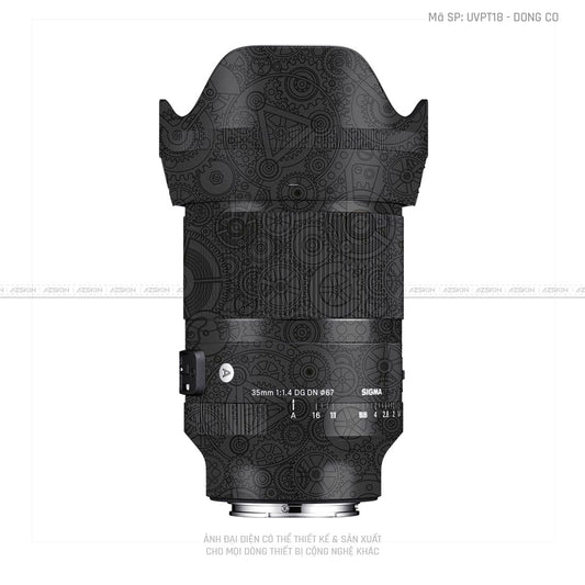 Dán Skin Ống Kính Sigma Vân Nổi Động Cơ Đen | UVPT18