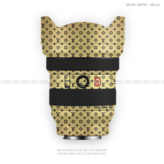 Dán Skin Ống Kính Sony Vân Nổi Pattern LV Vàng Đồng | UVPT16