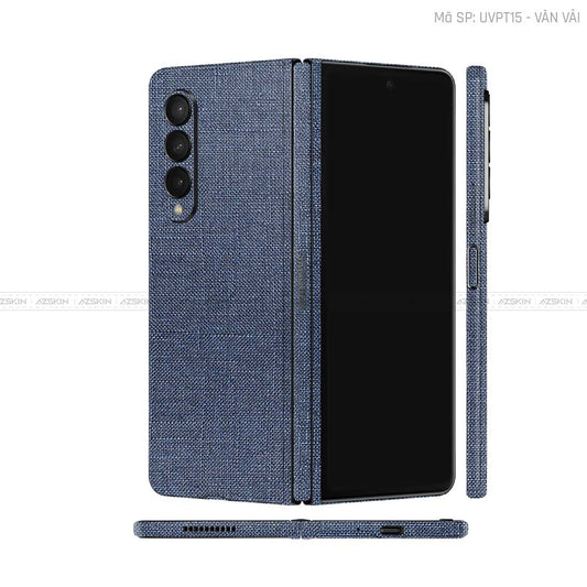 Dán Skin Galaxy Z Fold3 Vân Vải Xanh Bò | UVPT15