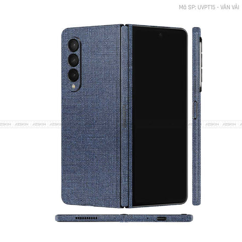 Dán Skin Galaxy Z Fold3 Vân Vải Xanh Bò | UVPT15