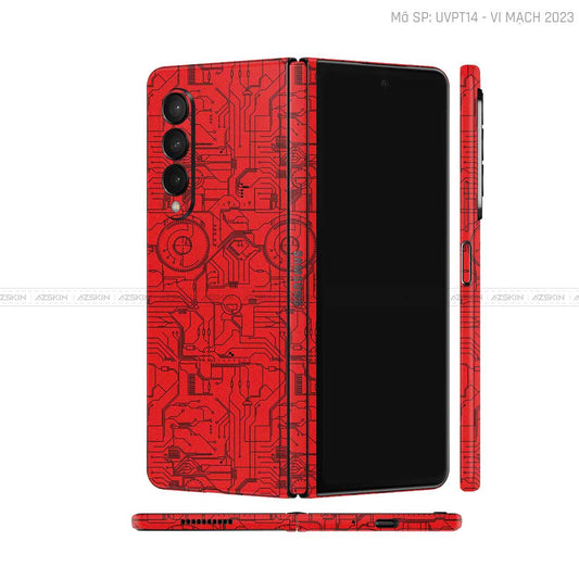 Dán Skin Galaxy Z Fold3 Vân Vi Mạch 2023 Đỏ | UVPT14