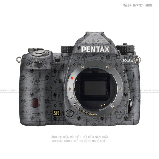 Dán Skin Máy Ảnh Pentax Vân Nổi Pattern Ironman Xám | UVPT17