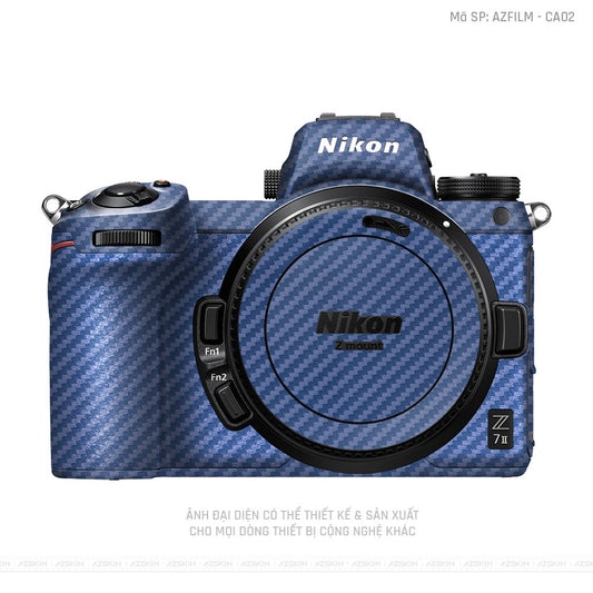 Dán Skin Máy Ảnh Nikon Vân Carbon Xanh | AZFILM - CA02