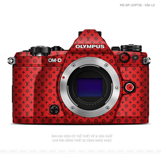 Dán Skin Máy Ảnh Olympus Vân Pattern LV Đỏ Đen | UVPT16