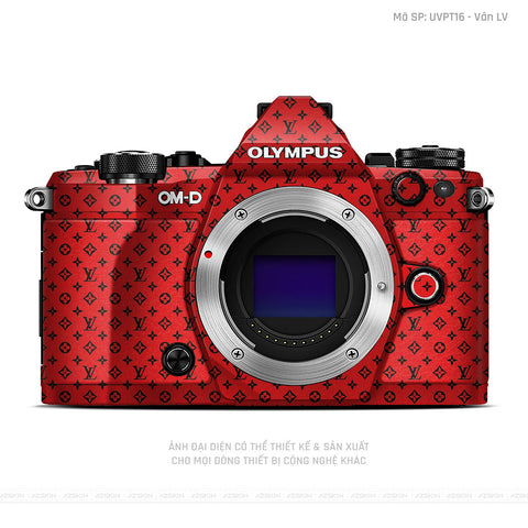 Dán Skin Máy Ảnh Olympus Vân Pattern LV Đỏ Đen | UVPT16