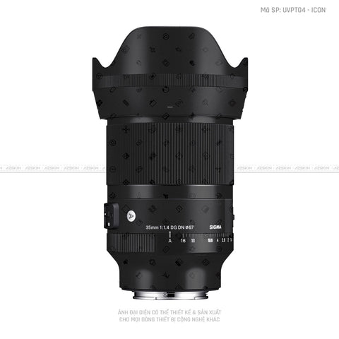 Dán Skin Ống Kính Sigma Vân Nổi Pattern Icon Đen | UVPT04
