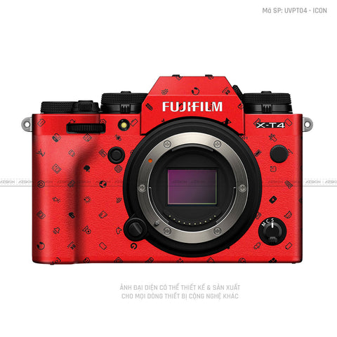 Dán Skin Máy Ảnh Fujifilm Vân Nổi Pattern Icon Đỏ | UVPT04